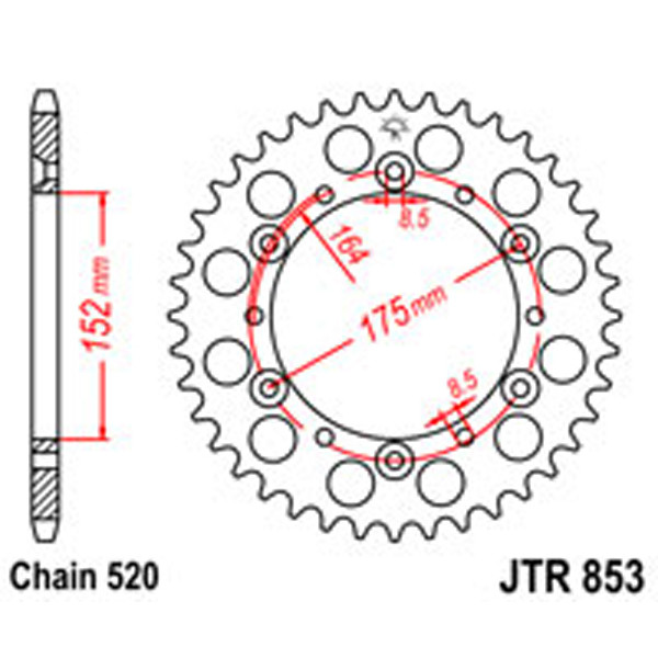 JT JT Rear Sprockets R/W 853-41 (856)
